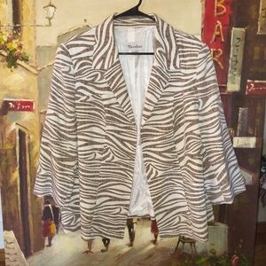 TanJay Brown and White Zebra Print Blazer
